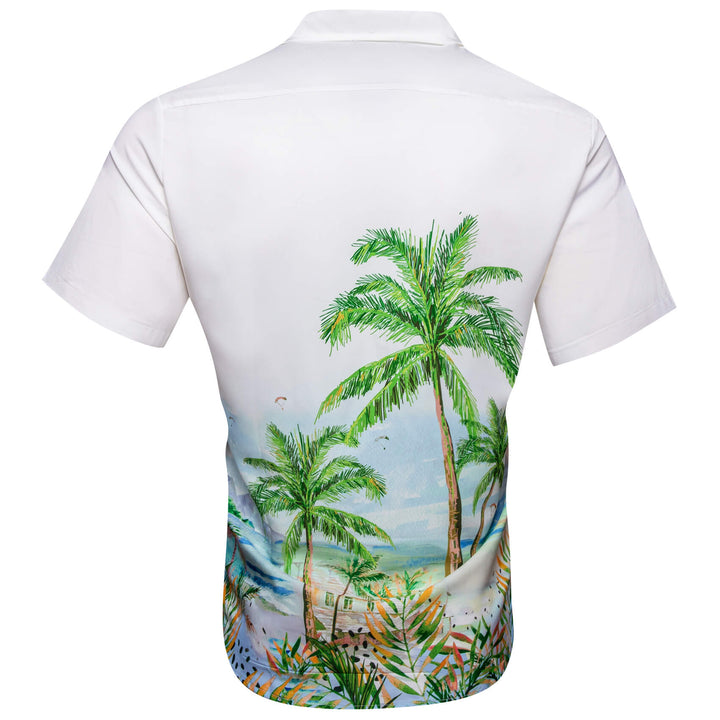 White Green Coconut Tree Novelty Men's Summer Beach Shirt