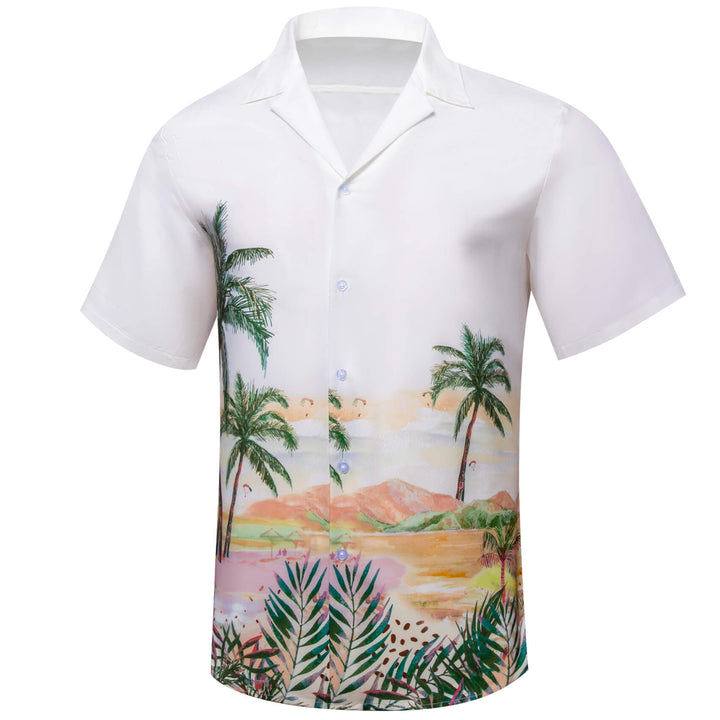 White Deep Green Men's Summer Beach Leisure Shirt