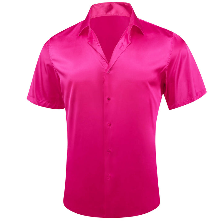 Deep Pink Solid Men's Silk Dress Shirt