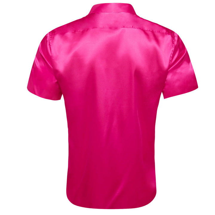 Deep Pink Solid Men's Silk Dress Shirt