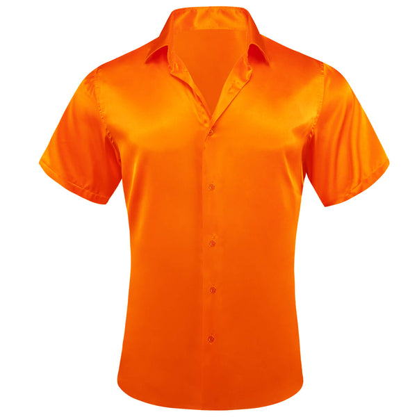  Dark Orange Solid Men's Silk Dress Shirt