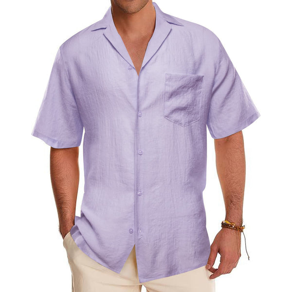 Thistle Purple Solid silk men's short sleeve shirts