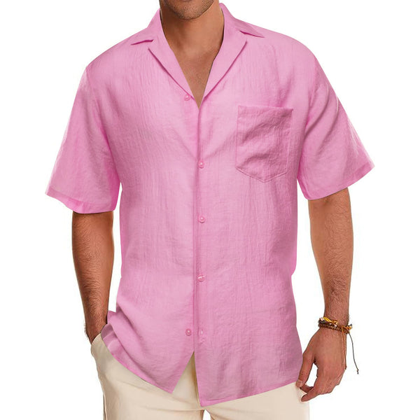 Taffy Pink Solid silk men's short sleeve dress shirts