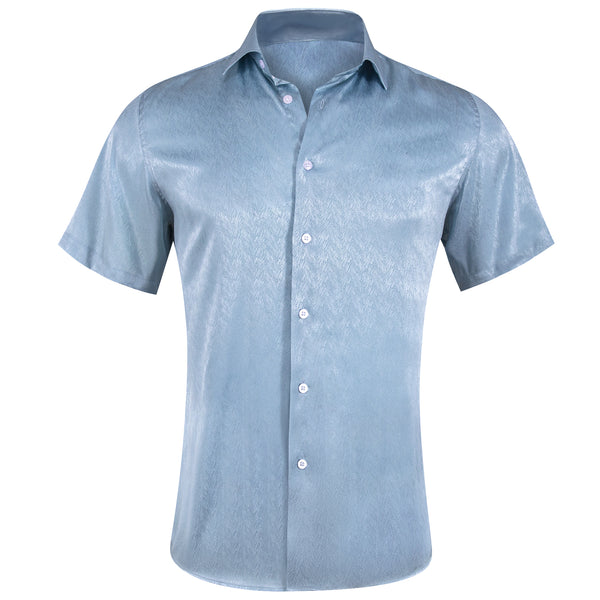 Sea Blue Solid Men's Short Sleeve Shirt