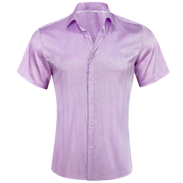 Pale Lilac Solid Men's Short Sleeve Shirt