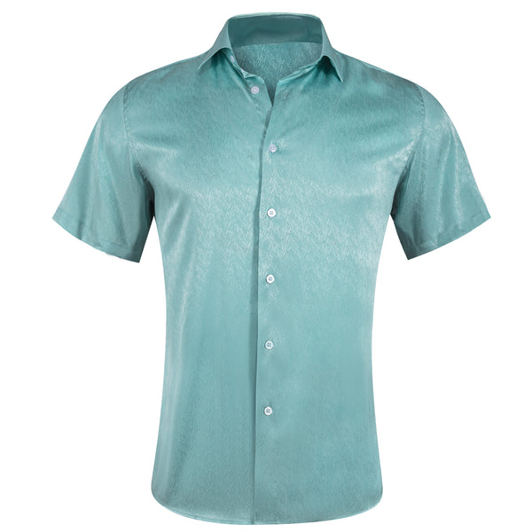 Pale Blue Solid Men's Short Sleeve Shirt