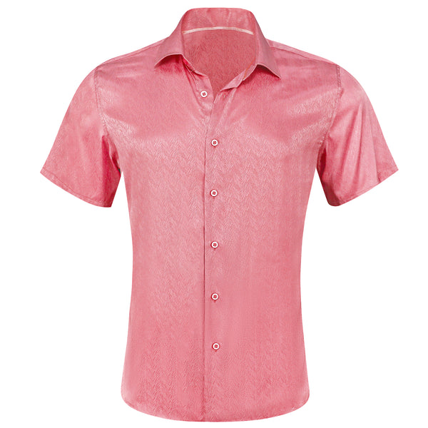 Shock Pink Solid Men's Short Sleeve Shirt