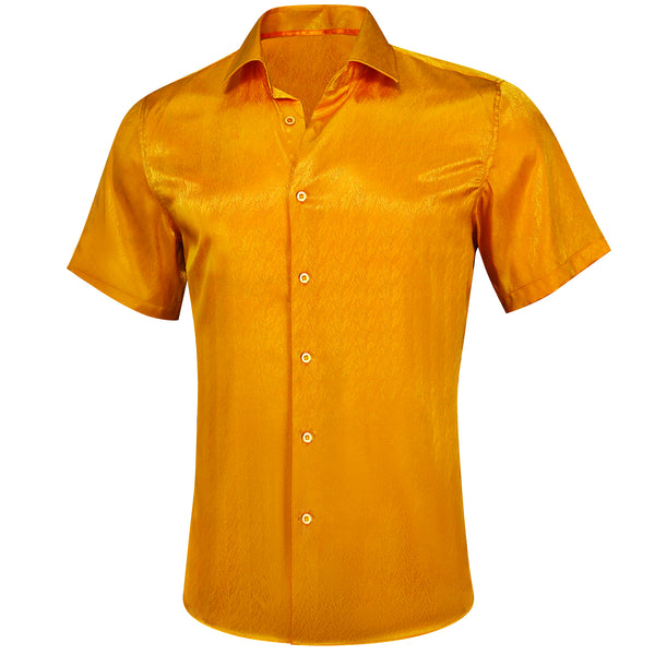 Summer Orange Solid Men's Short Sleeve Shirt