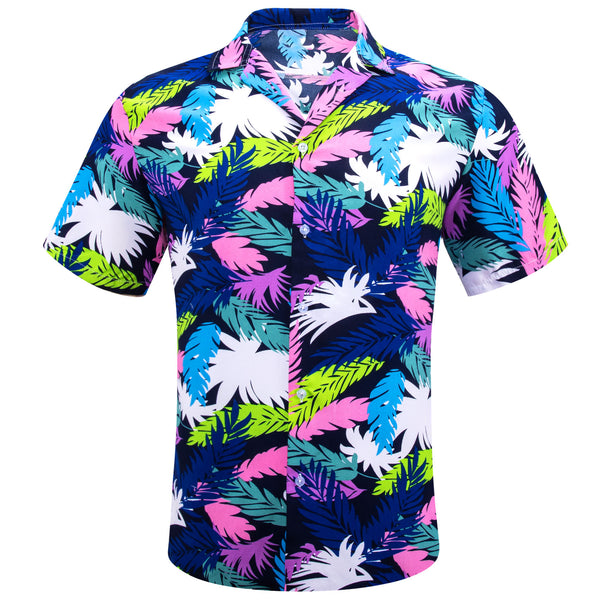 Colorful Leaves Novelty Men's Short Sleeve Summer Shirt