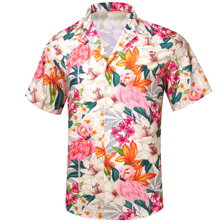 Fashion Summer Beach Style Multicolor Floral Men's Short Sleeve Button-Up Shirt