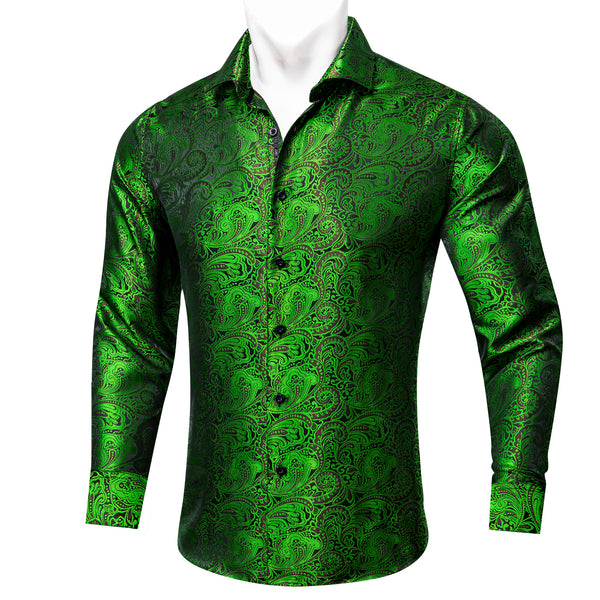 Green Paisley Men's Long Sleeve Shirt
