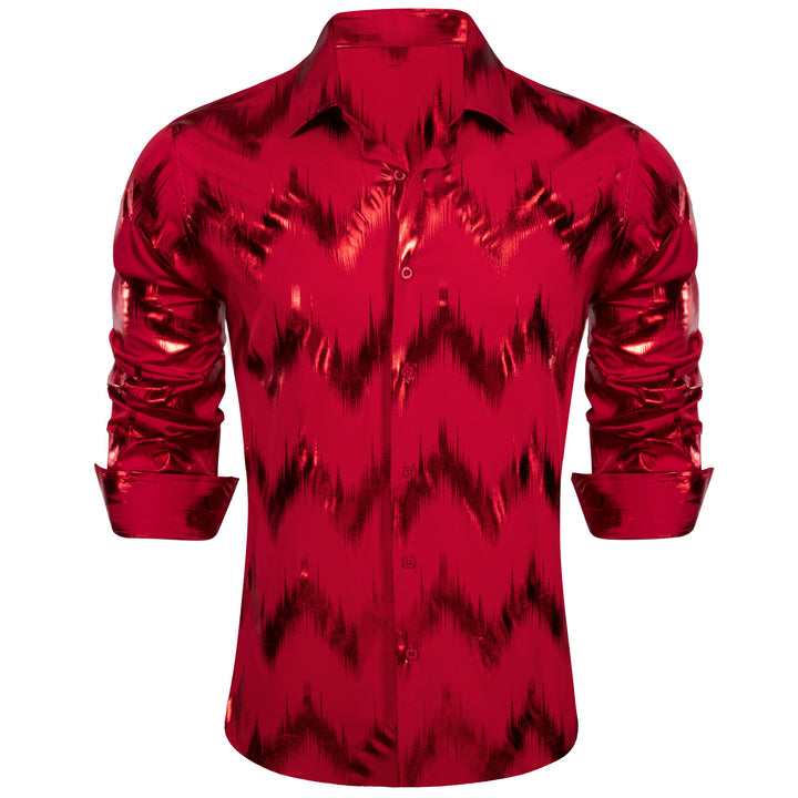 Red Black Bronzing Novelty Men's Long Sleeve Shirt