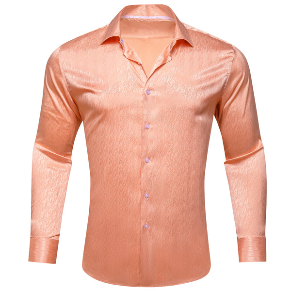 Pale Orange Novelty Silk Men's Long Sleeve Shirt