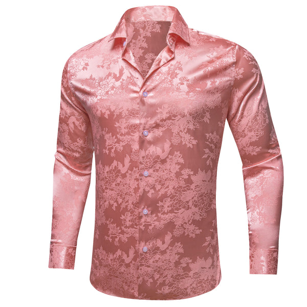 India Red Floral Men's Long Sleeve Shirt