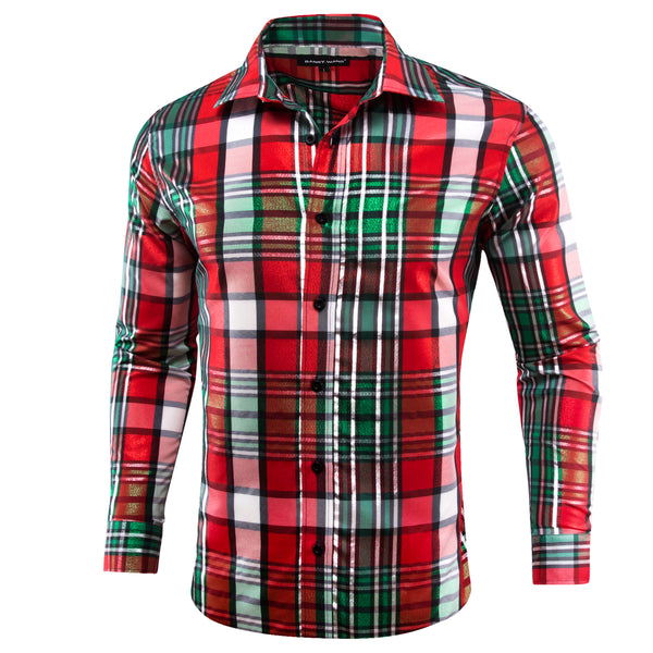 Red England Plaid Men's Long Sleeve Shirt