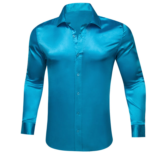 DoderBlue Solid Silk Men's Long Sleeve Shirt