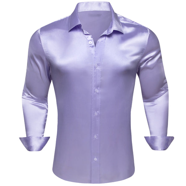 MediumPurple Solid Silk Men's Long Sleeve Shirt