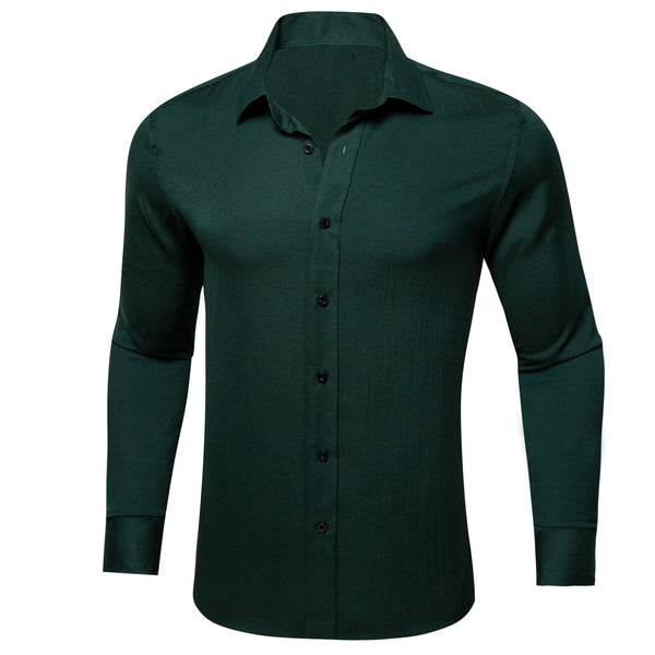 Emerald Green Solid Men's Long Sleeve Casual Shirt