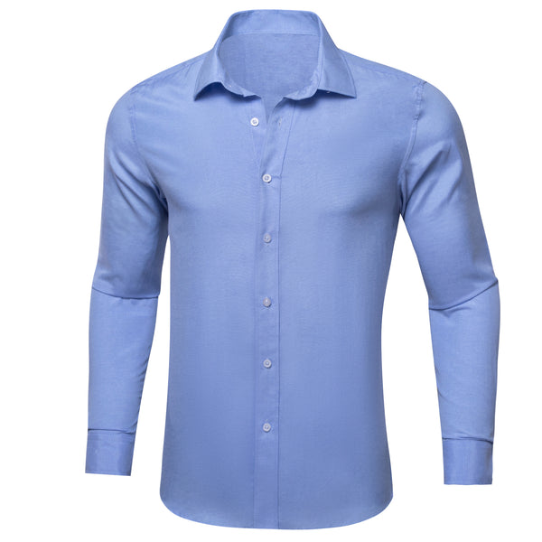 Blue Solid Men's Long Sleeve Casual Shirt