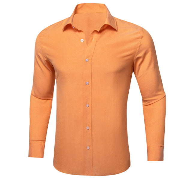 Orange Solid Men's Long Sleeve Casual Shirt
