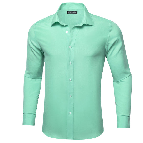 Mint Green Solid Men's Long Sleeve Casual Shirt