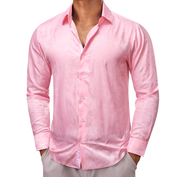 Ties2you Button Down Shirt Pink Paisley Mens Dress Shirts Men's Long Sleeve Shirt