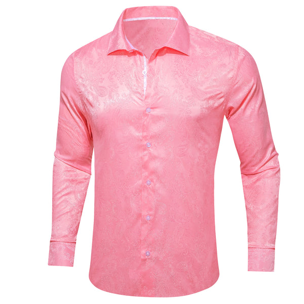Pink Paisley Men's Long Sleeve Shirt