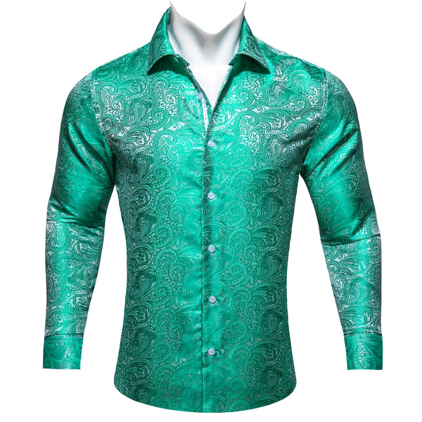 Maximum Blue Green Paisley Men's Long Sleeve Casual Shirt