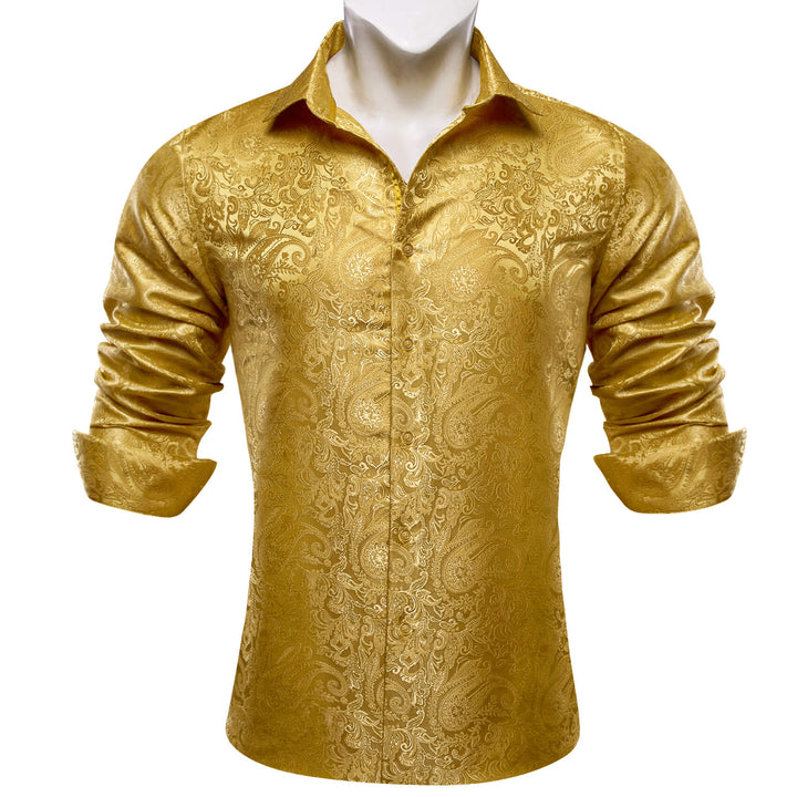 gold button up shirt