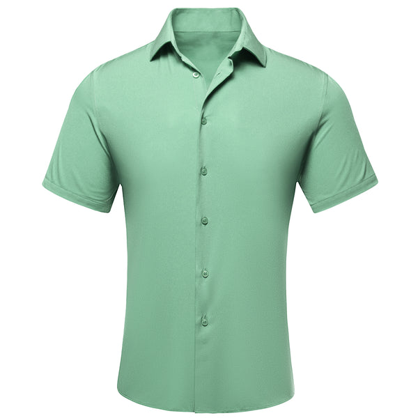 Mint Green Solid Men's Short Sleeve Shirt
