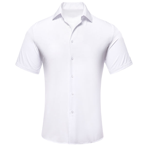 White Solid Men's Short Sleeve Shirt