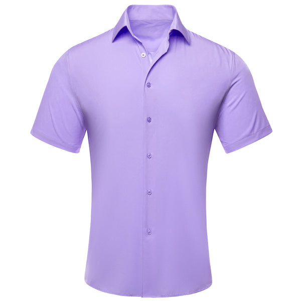 Violet Purple Solid Men's Short Sleeve Shirt