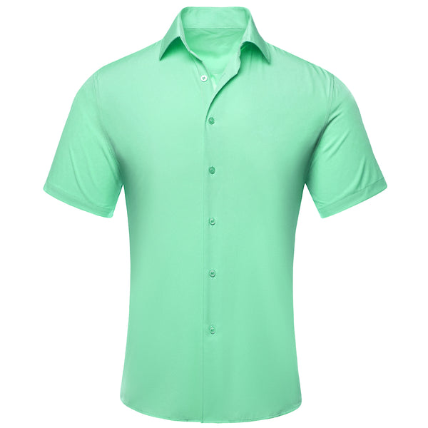 Green Solid Men's Short Sleeve Shirt