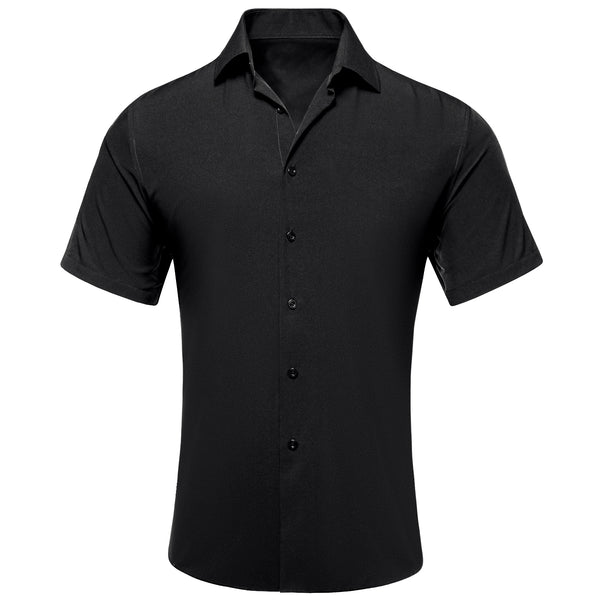 Black Solid Men's Short Sleeve Shirt