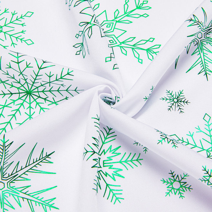 White Christmas Light Green Snowflake Novelty Men's Long Sleeve Shirt