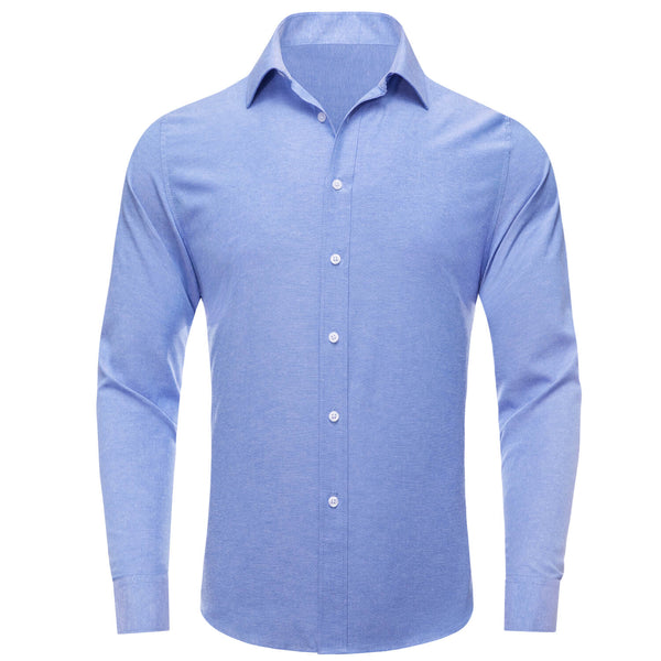 Cornflower Blue Solid Men's Silk Dress Shirt
