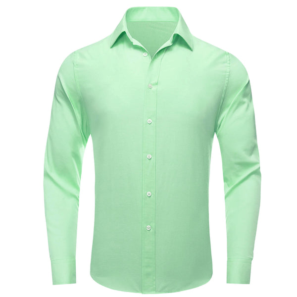 Pale Green Solid Men's Silk Shirt