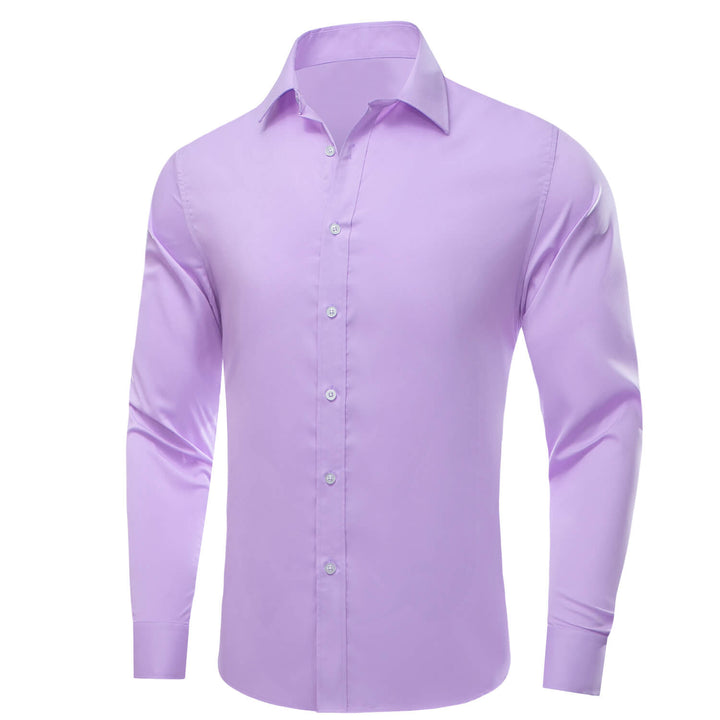 Periwinkle Purple Solid Silk Long Sleeve Shirt