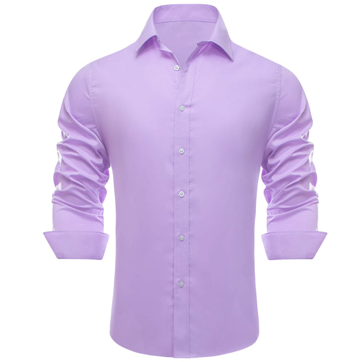 Periwinkle Purple Solid Silk Long Sleeve Shirt