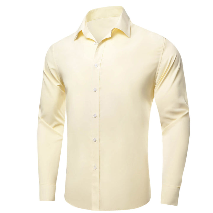  Linen Solid Silk White Button Up Long Sleeve Shirt