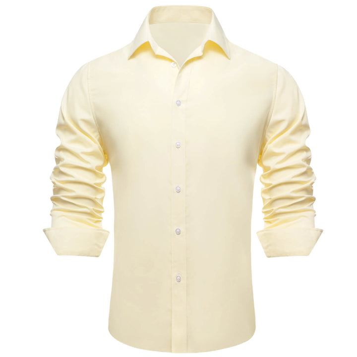  Linen Solid Silk White Button Up Long Sleeve Shirt