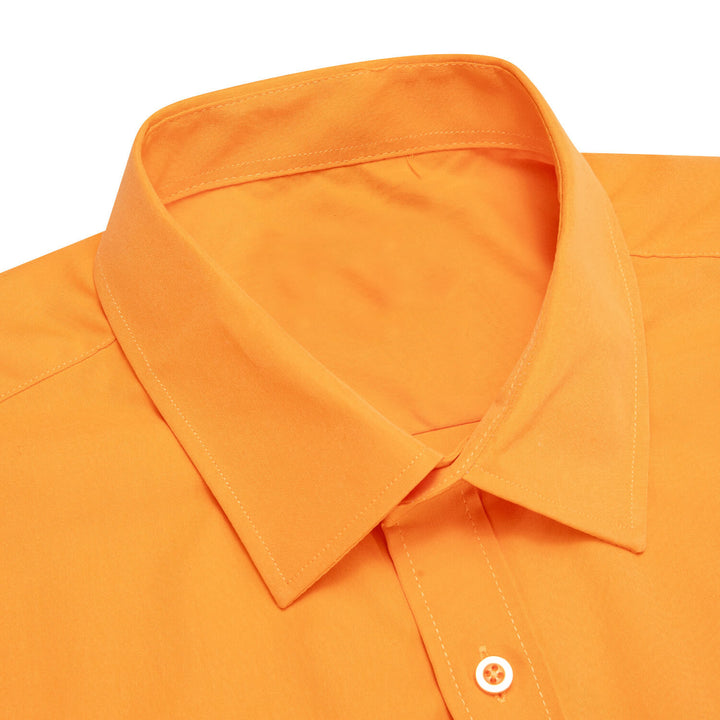 Dark Orange Solid Silk Men's Shirt 