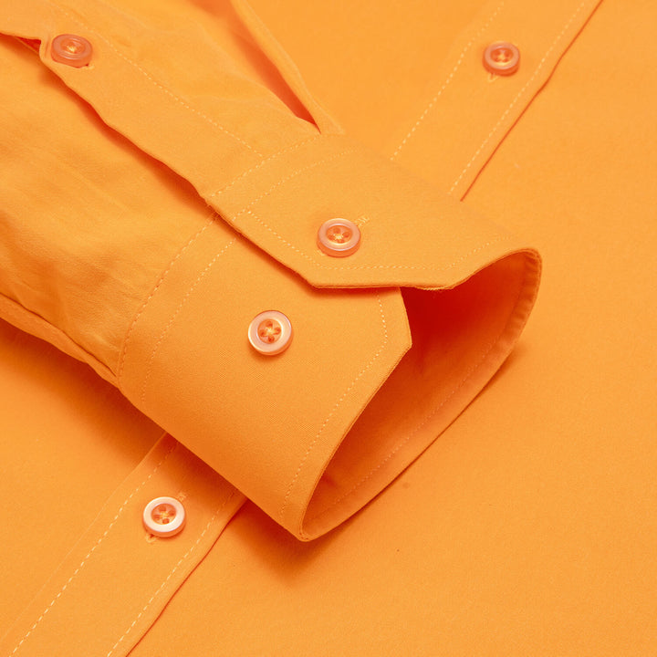 Dark Orange Solid Silk Men's Shirt 