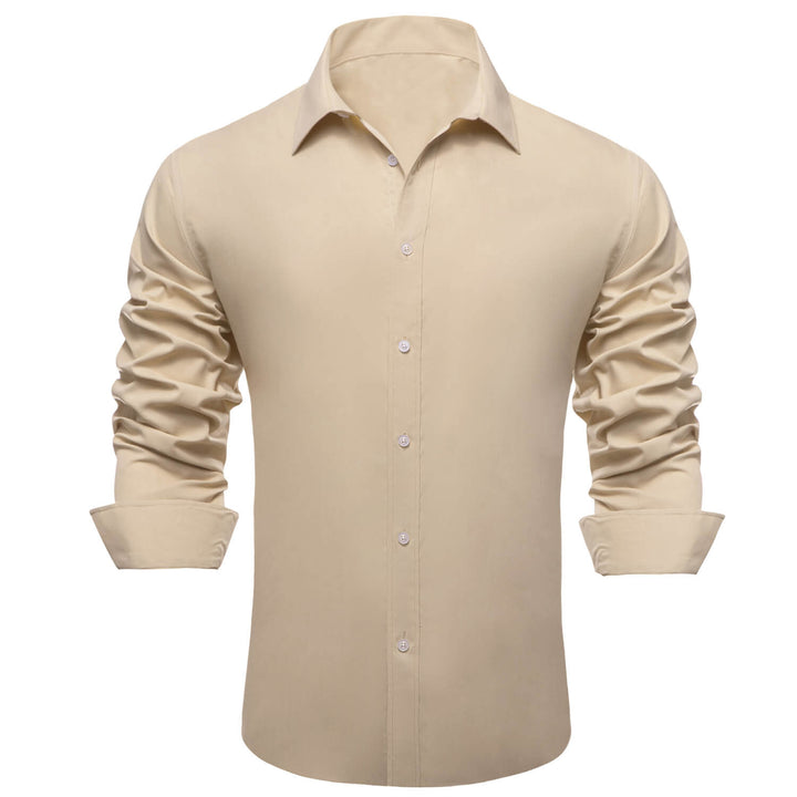 Cream White Solid Silk Men's Shirt