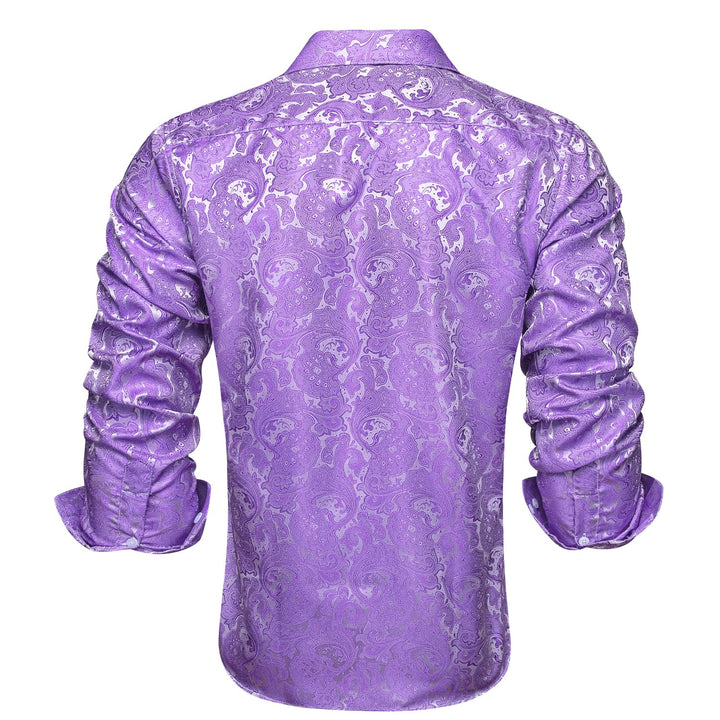  Medium Purple Floral Silk Button Down Dress Shirt