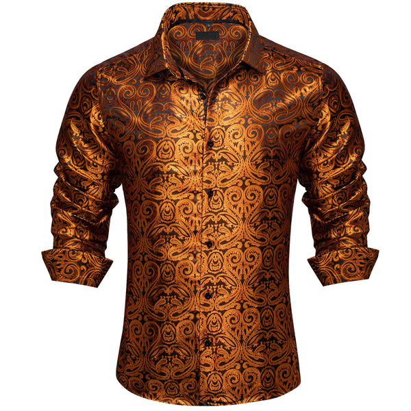 Peru Paisley Silk Men's Long Sleeve Shirt