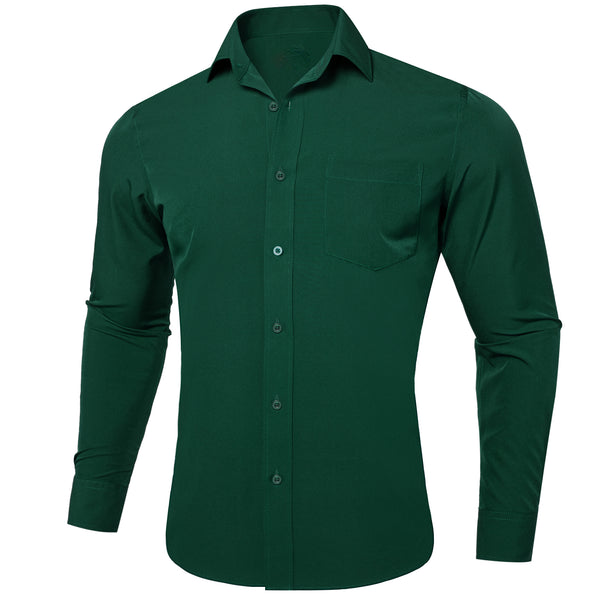 Ties2you Hunter Green Solid Dress Shirt Regular Fit Long Sleeve Solid Button Down Shirts