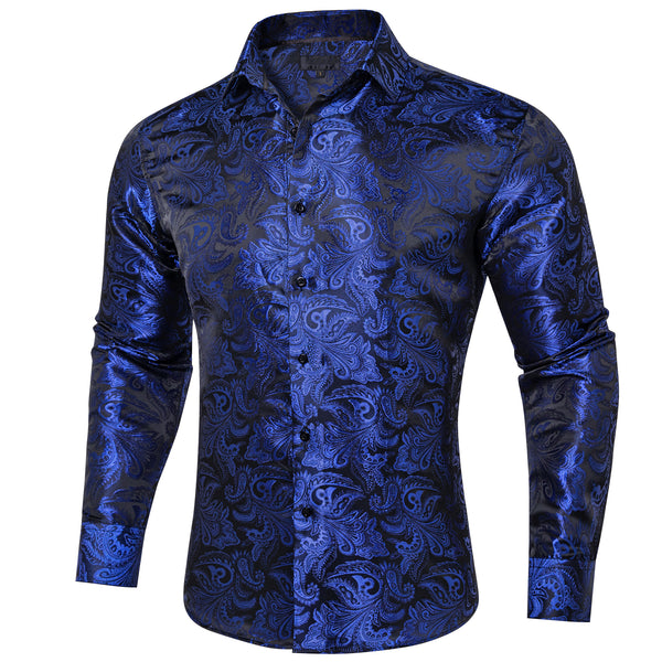 Royal Blue Paisley Long Sleeve Shirt