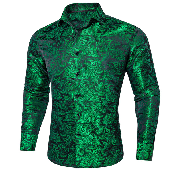 Emerald Green Paisley Long Sleeve Shirt
