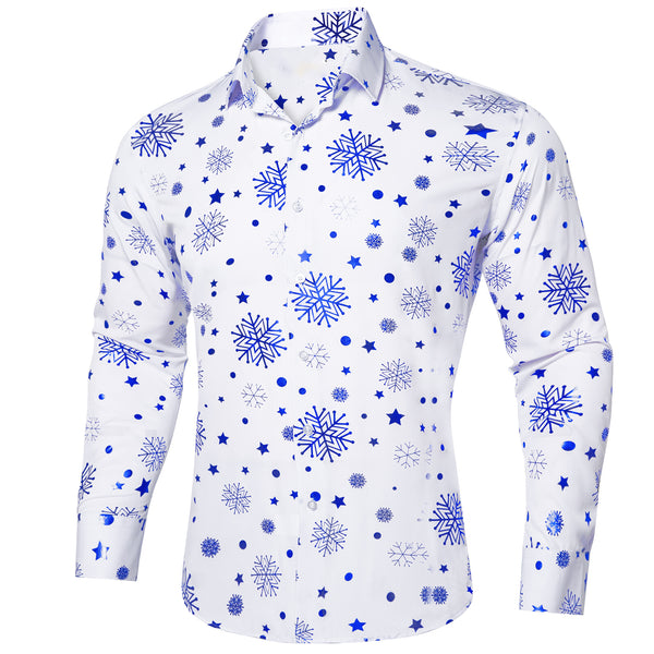 White Blue Snowflakes Long Sleeve Shirt Christmas